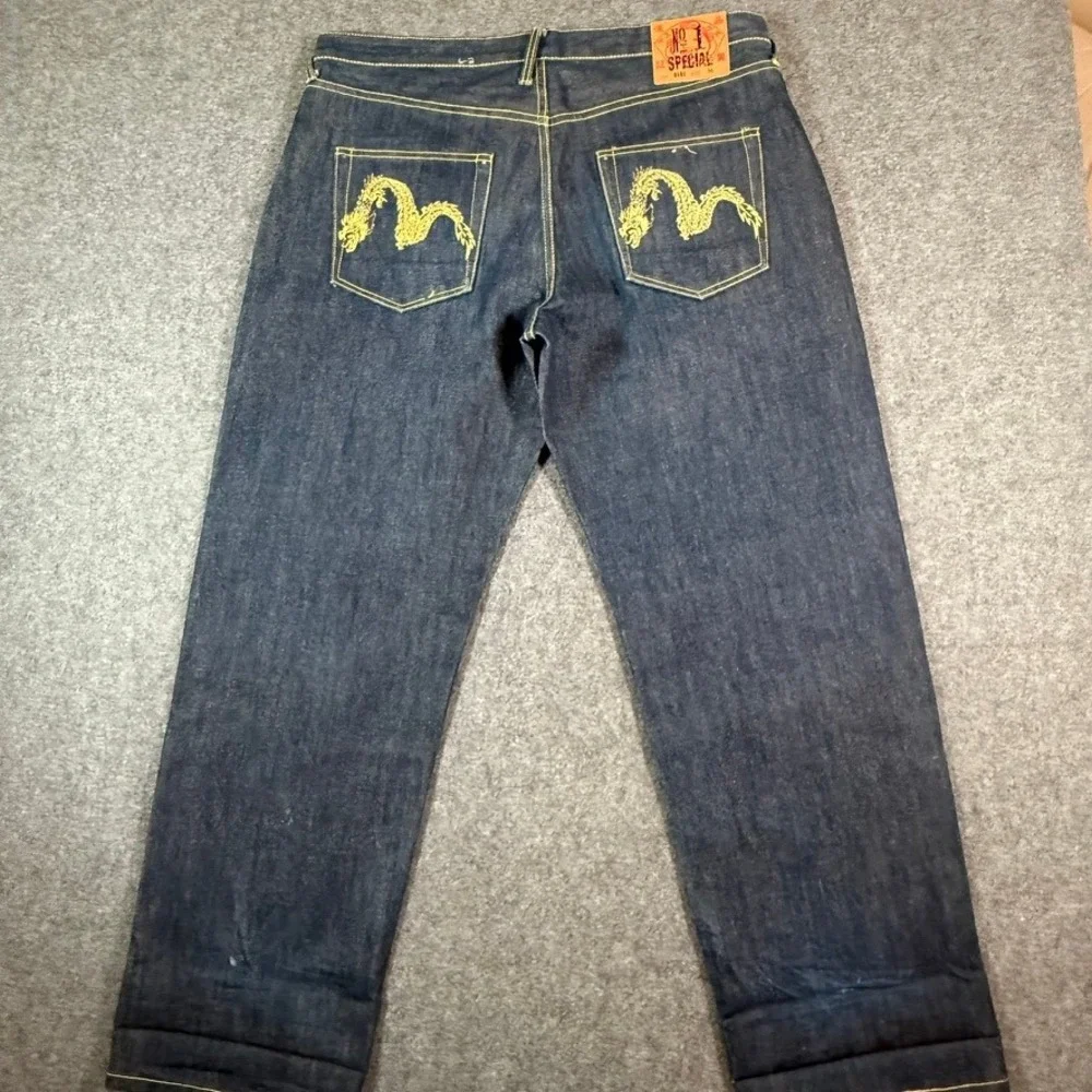 Evisu No. 1 Special Lot 0101 Mens Indigo Selvedge Dragon Embroidered Jeans 36x34